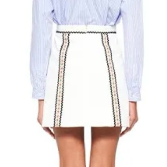 Miu Miu White Denim Mini Skirt With Floral Trim size 40 - Picture 2 of 14